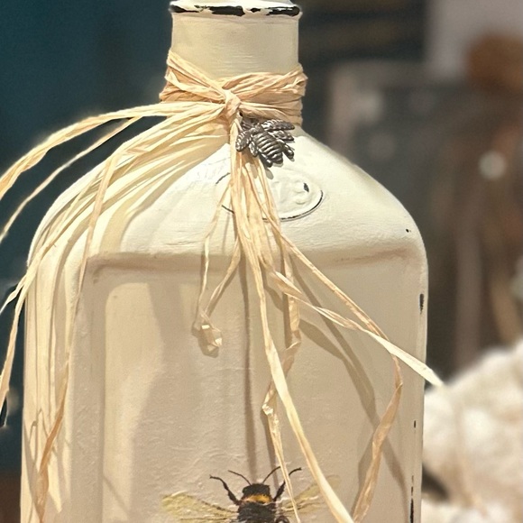 Boho/Natural Bee Decoupaged Up-Cycled Glass for Baby Shower/Gender Reveal/Decor - Picture 2 of 2